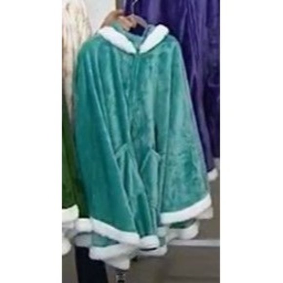 Warm & Cozy Sherpa Trimmed Angel Wrap 802-352 Aqua - Picture 1 of 2